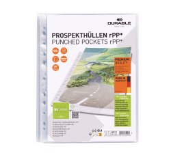 Durable Premium A4 Grained Polypropylene Punched Pockets 8/100 - Box of 100