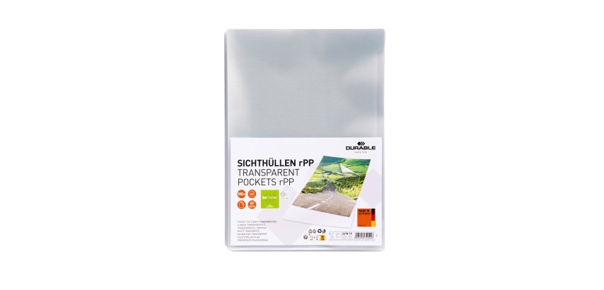 Chemise coin plastique Durable A4 polypropylène 10/100e incolore - Boîte de 100