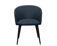 Fauteuil Norio - tissu - piètement métal noir - bleu