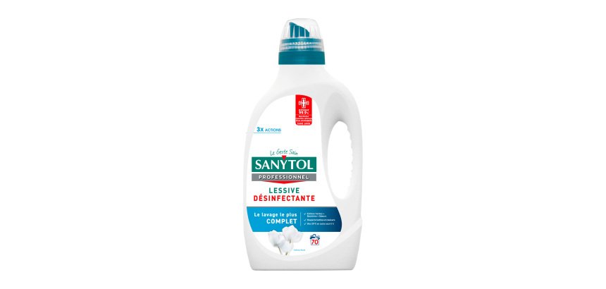 Lessive liquide désinfectante Sanytol Professionnel - 70 lavages - Bidon de 3,5 L