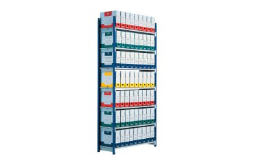 Scaffale modulo base ed aggiuntivo Paperflow Rang'Eco blu l 125 x p 34 x h 200 cm con ripiani e copriripiano opzionali