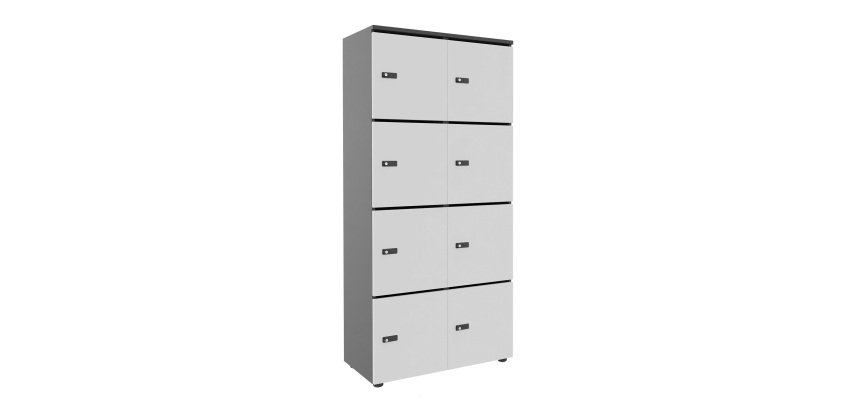 Casier de rangement de bureau Flexycaz 8 cases -8 portes individuelles -2 x 4 cases L 80 x P 42 x H 173,5 cm + clé pass
