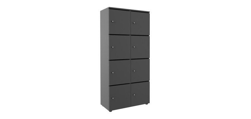 Casier flexycaz 8 cases carbone 2 x 4 cases l 80 x p 42 x h 173,5 + pass - 8 portes individuelles