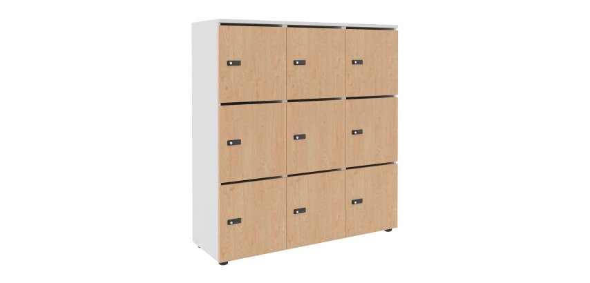 Casier de rangement de bureau Flexycaz 9 portes individuelles 3 x 3 cases L 120 x P 42 x H 131,4 cm +clé pass