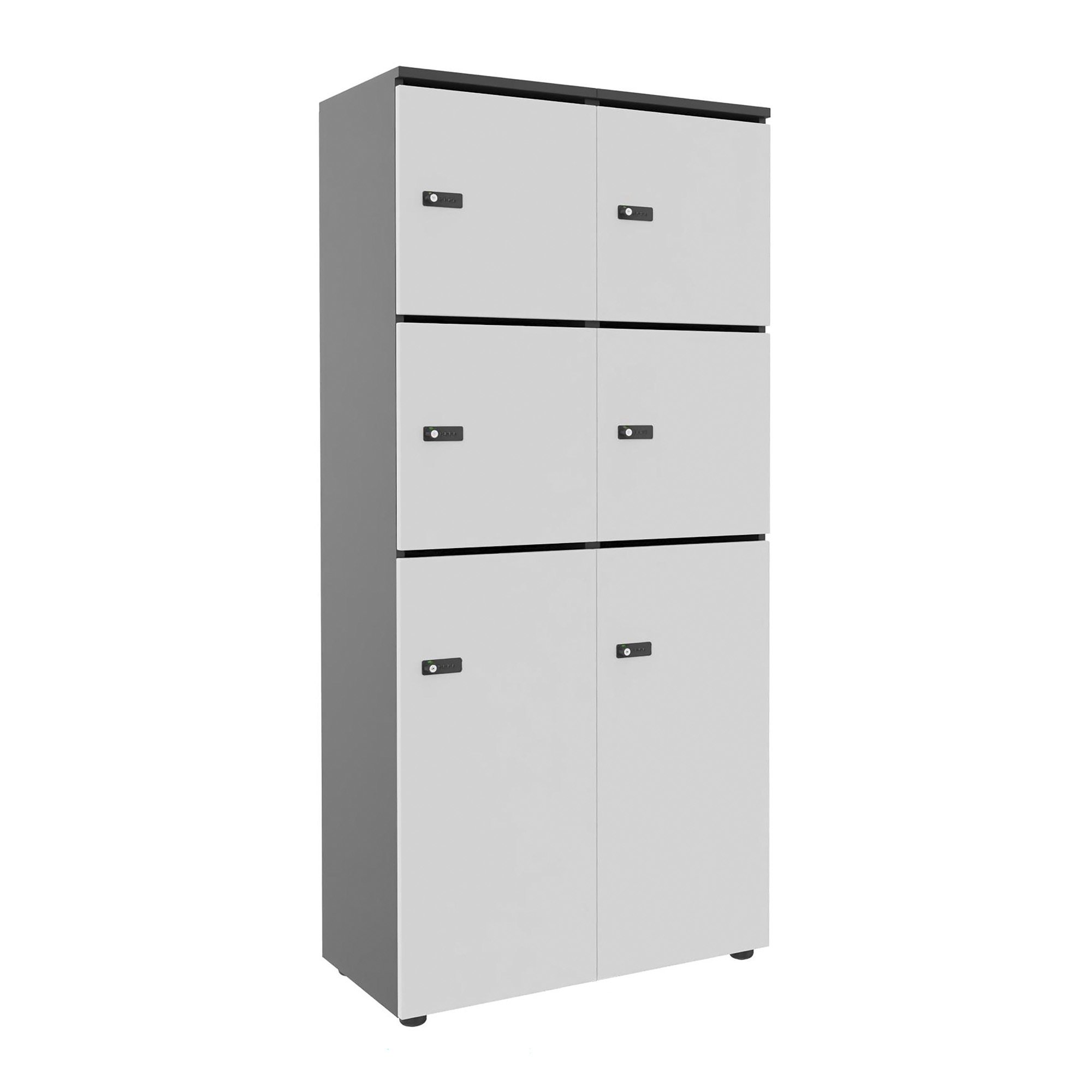 Casier de rangement de bureau Flexycaz 6 cases individuelles + 2 doubles L 80 x P 42 x H 173,5 cm + clé pass