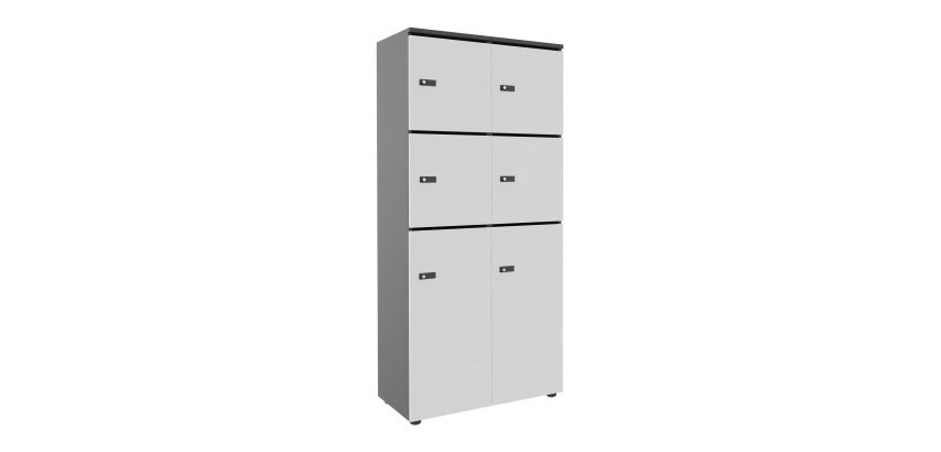 Casier de rangement de bureau Flexycaz 6 cases individuelles + 2 doubles L 80 x P 42 x H 173,5 cm + clé pass