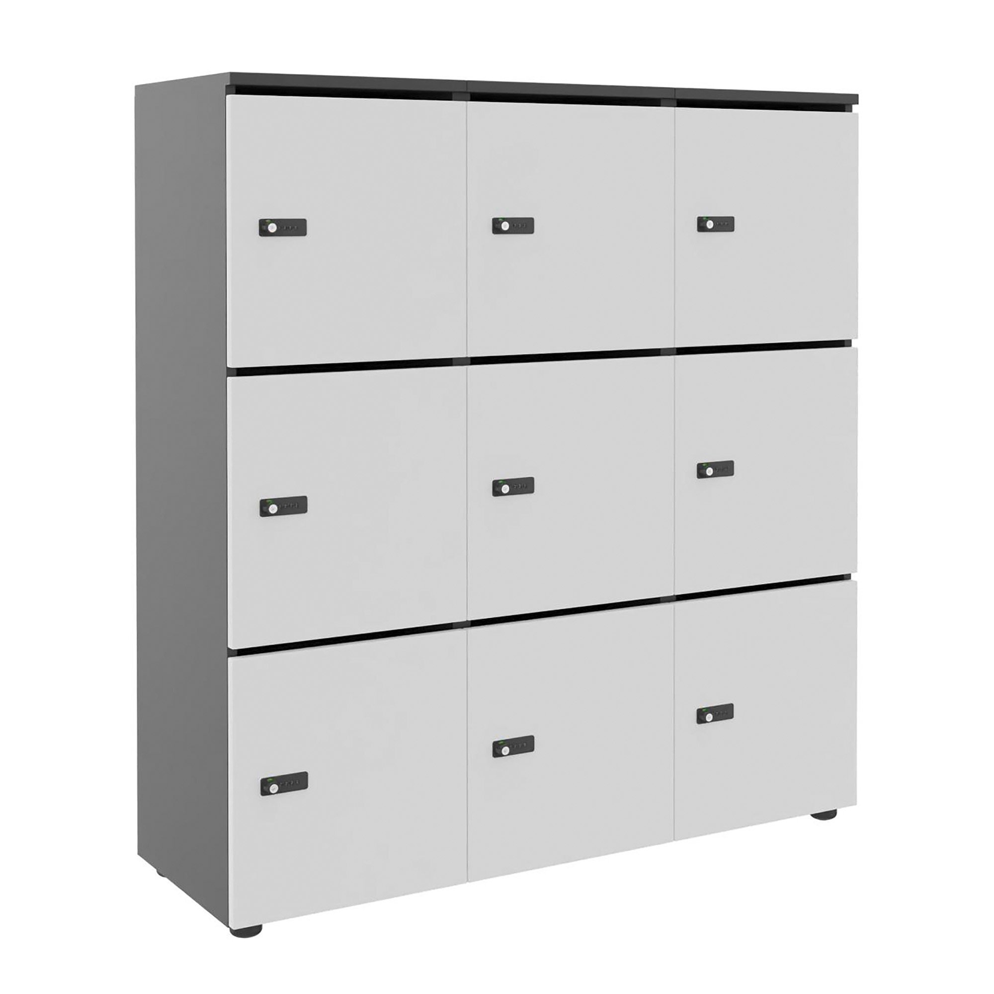 Casier de rangement de bureau Flexycaz 9 portes individuelles 3 x 3 cases L 120 x P 42 x H 131,4 cm +clé pass