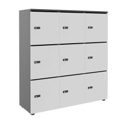 Casier de rangement de bureau Flexycaz 9 portes individuelles 3 x 3 cases L 120 x P 42 x H 131,4 cm +clé pass
