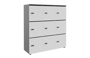 Casier de rangement de bureau Flexycaz 9 portes individuelles 3 x 3 cases L 120 x P 42 x H 131,4 cm +clé pass