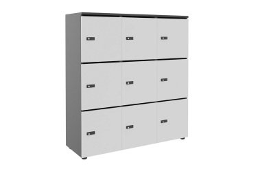 Casier de rangement de bureau Flexycaz 9 portes individuelles 3 x 3 cases L 120 x P 42 x H 131,4 cm +clé pass