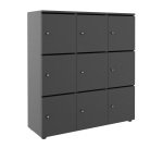 Casier de rangement de bureau Flexycaz 9 portes individuelles 3 x 3 cases L 120 x P 42 x H 131,4 cm +clé pass