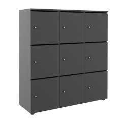 Casier de rangement de bureau Flexycaz 9 portes individuelles 3 x 3 cases L 120 x P 42 x H 131,4 cm +clé pass