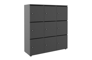 Casillero Flexycaz carbón 3 columnas x 3 compartimentos - An 120 x Fon 42 x Alt 131,4 cm - 9 puertas individuales