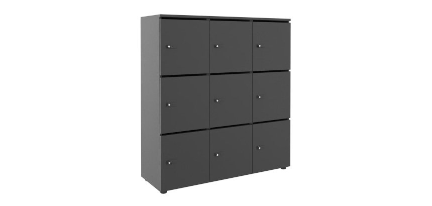 Casier flexycaz 9 cases carbone 3 x 3 cases l 120 x p 42 x h 131,4 +pass - 9 portes individuelles