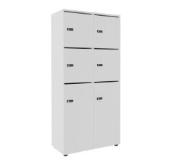 Casier flexycaz 8 cases blanc -2 x 4 cases l 80 x p 42 x h 173,5 + pass - 4 portes individuelles + 2 doubles