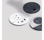 Prise encastrable Incara Disq80 1 prise secteur terre + 1 USB-A et 1 USB-C 15W+ passe câbles