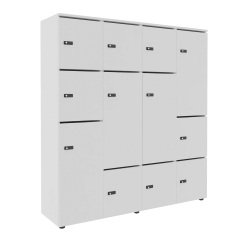 Casier flexycaz 16 cases blanc 4 x 4 cases l 160 x p 42 x h 173,5 + pass - 8 portes individuelles + 4 doubles