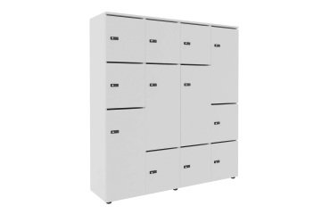 Casillero Flexycaz blanco 16 compartimentos - An 160 x Fon 42 x Alt 173,5 cm - 8 puertas individuales y 4 dobles