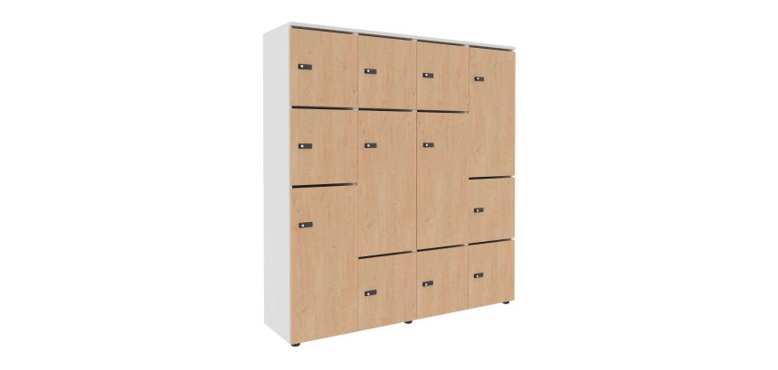 Casier flexycaz 16 cases blanc 4 x 4 cases l 160 x p 42 x h 173,5 + pass - 8 portes individuelles + 4 doubles