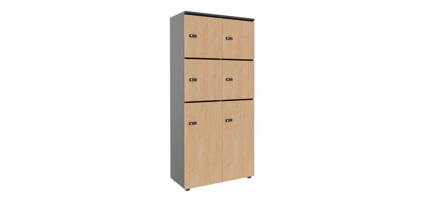 Casillero Flexycaz carbón 8 compartimentos - An 80 x Fon 42 x Alt 173,5 cm - 4 puertas individuales y 2 dobles