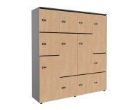 Casier flexycaz 16 cases carbone 4 x 4 cases l 160 x p 42 x h 173,5 + pass - 8 portes individuelles + 4 doubles chene clair