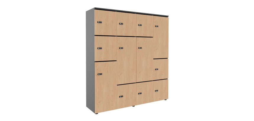 Casier de rangement de bureau Flexycaz 12 cases- 8 portes individuelles + 4 doubles  - L 160 x P 42 x H 173,5 cm + clé pass