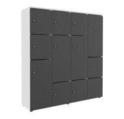 Casier flexycaz 16 cases blanc 4 x 4 cases l 160 x p 42 x h 173,5 + pass - 8 portes individuelles + 4 doubles