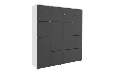 Casillero Flexycaz blanco 16 compartimentos - An 160 x Fon 42 x Alt 173,5 cm - 8 puertas individuales y 4 dobles