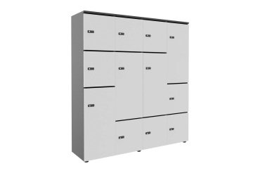 Casier de rangement de bureau Flexycaz 12 cases- 8 portes individuelles + 4 doubles  - L 160 x P 42 x H 173,5 cm + clé pass