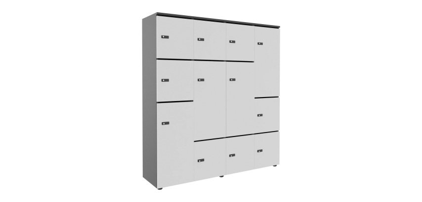 Casier de rangement de bureau Flexycaz 12 cases- 8 portes individuelles + 4 doubles  - L 160 x P 42 x H 173,5 cm + clé pass