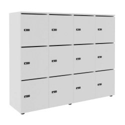 Casier de rangement de bureau Flexycaz 12 portes individuelles - 4 x 3 cases L 160 x P 42 x H 131,4 cm +clé pass