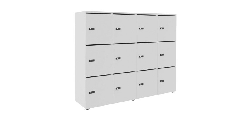 Casillero Flexycaz blanco 4 columnas x 3 compartimentos - An 160 x Fon 42 x Alt 131,4 cm - 12 puertas individuales