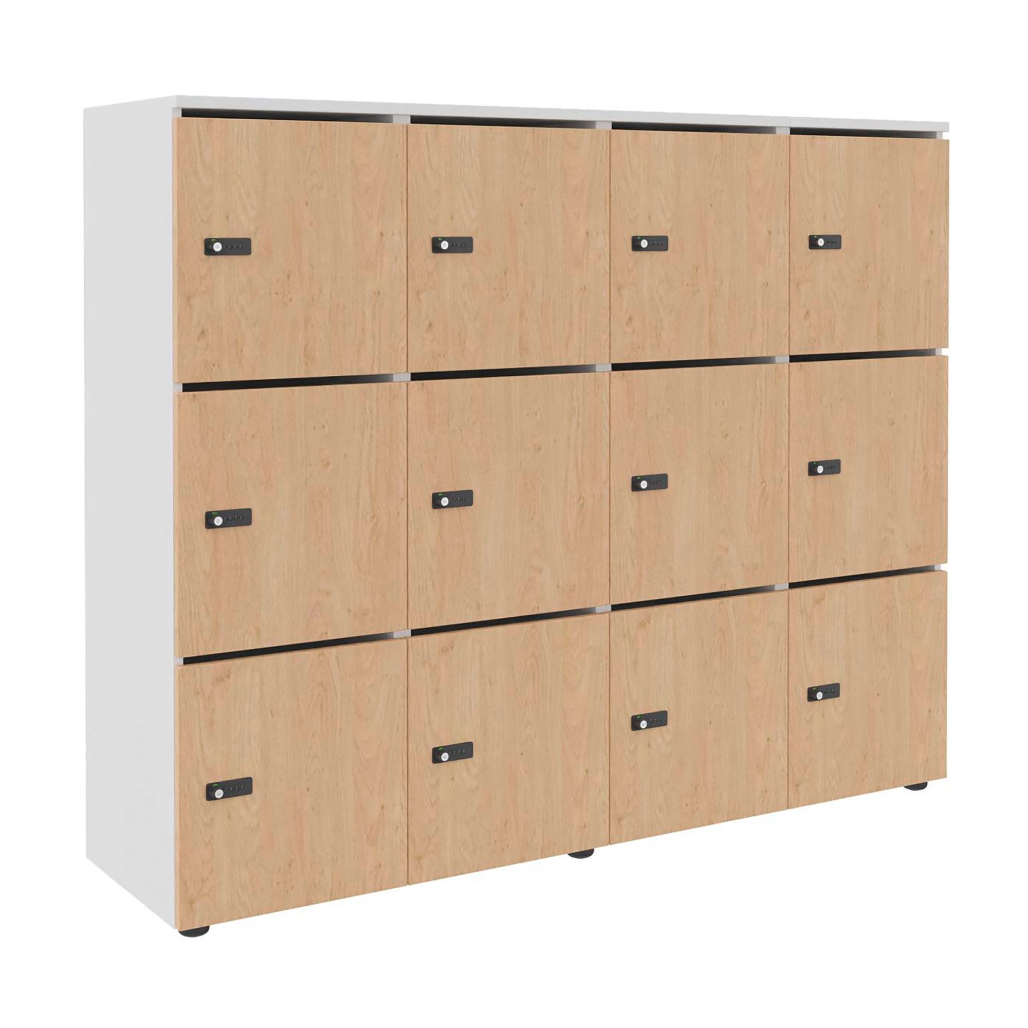 Casier de rangement de bureau Flexycaz 12 portes individuelles - 4 x 3 cases L 160 x P 42 x H 131,4 cm +clé pass