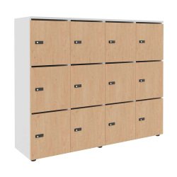 Casier de rangement de bureau Flexycaz 12 portes individuelles - 4 x 3 cases L 160 x P 42 x H 131,4 cm +clé pass