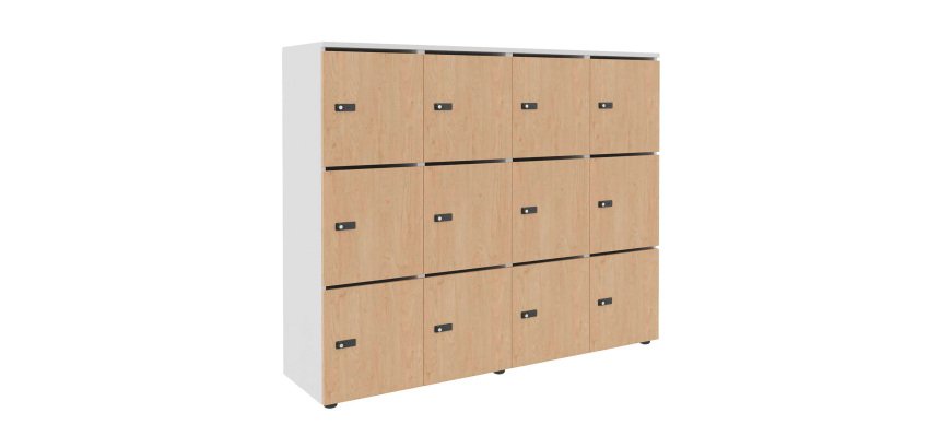 Casier de rangement de bureau Flexycaz 12 portes individuelles - 4 x 3 cases L 160 x P 42 x H 131,4 cm +clé pass