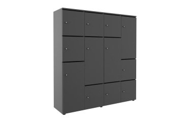 Casier de rangement de bureau Flexycaz 12 cases- 8 portes individuelles + 4 doubles  - L 160 x P 42 x H 173,5 cm + clé pass