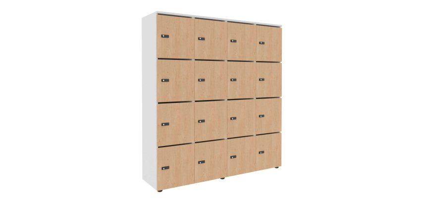 Casier de rangement de bureau Flexycaz 16 cases - 16 portes individuelles - 4 x 4 cases L 160 x P 42 x H 173,5  cm+clé pass