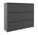 Casier de rangement de bureau Flexycaz 12 portes individuelles - 4 x 3 cases L 160 x P 42 x H 131,4 cm +clé pass