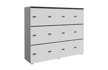Casillero Flexycaz carbón 4 columnas x 3 compartimentos - An 160 x Fon 42 x Alt 131,4 cm - 12 puertas individuales