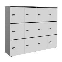 Casier de rangement de bureau Flexycaz 12 portes individuelles - 4 x 3 cases L 160 x P 42 x H 131,4 cm +clé pass