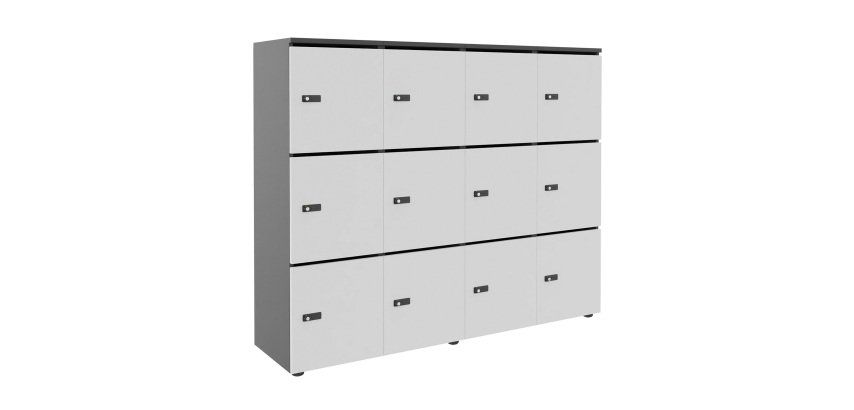 Casier de rangement de bureau Flexycaz 12 portes individuelles - 4 x 3 cases L 160 x P 42 x H 131,4 cm +clé pass