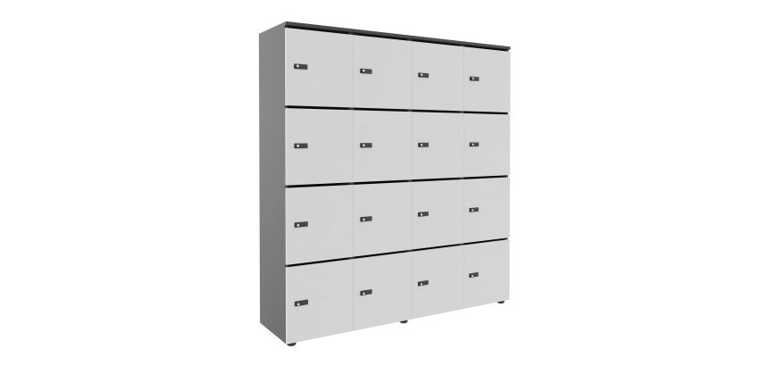Casillero Flexycaz carbón 4 columnas x 4 compartimentos - An 160 x Fon 42 x Alt 173,5 cm - 16 puertas individuales