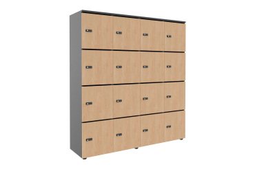 Casier de rangement de bureau Flexycaz 16 cases - 16 portes individuelles - 4 x 4 cases L 160 x P 42 x H 173,5  cm+clé pass