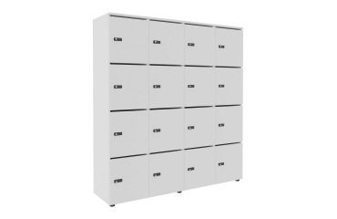 Casier de rangement de bureau Flexycaz 16 cases - 16 portes individuelles - 4 x 4 cases L 160 x P 42 x H 173,5  cm+clé pass