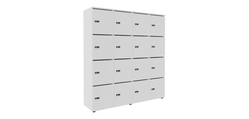 Casier de rangement de bureau Flexycaz 16 cases - 16 portes individuelles - 4 x 4 cases L 160 x P 42 x H 173,5  cm+clé pass