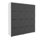 Casier de rangement de bureau Flexycaz 16 cases - 16 portes individuelles - 4 x 4 cases L 160 x P 42 x H 173,5  cm+clé pass