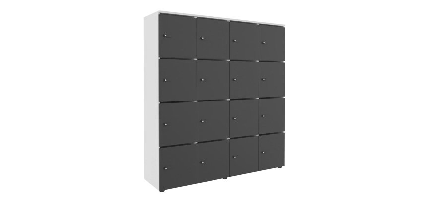 Casier flexycaz 16 cases blanc 4 x 4 cases l 160 x p 42 x h 173,5 +pass -16 portes individuelles