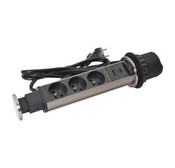 Einbau-Steckdose Incara Tower 60, 3 Steckdosen 2P+T + 1 USB-A + USB-C