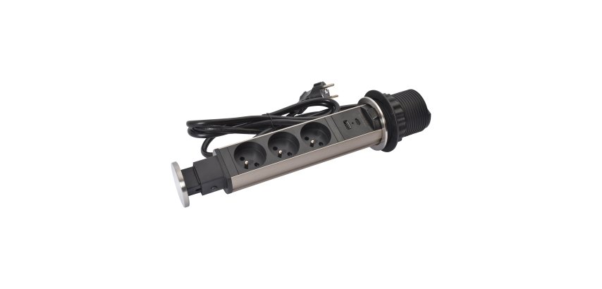 Legrand Recessed Socket Incara Tower 60 - 3 Sockets 2 Sector + Ground Sockets + 1 USB A+C