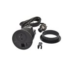 Prise encastrable Incara Disq80 1 prise 2p + t + usb a - usb C + passe câble noir